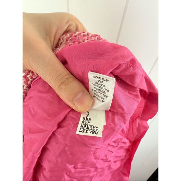 Banana Republic Tweed Wool Mini Skirt Size 12 Parrot Pink - Picture 9 of 9